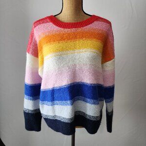 🌈 Old Navy Rainbow Striped Textured Knit Sweater L